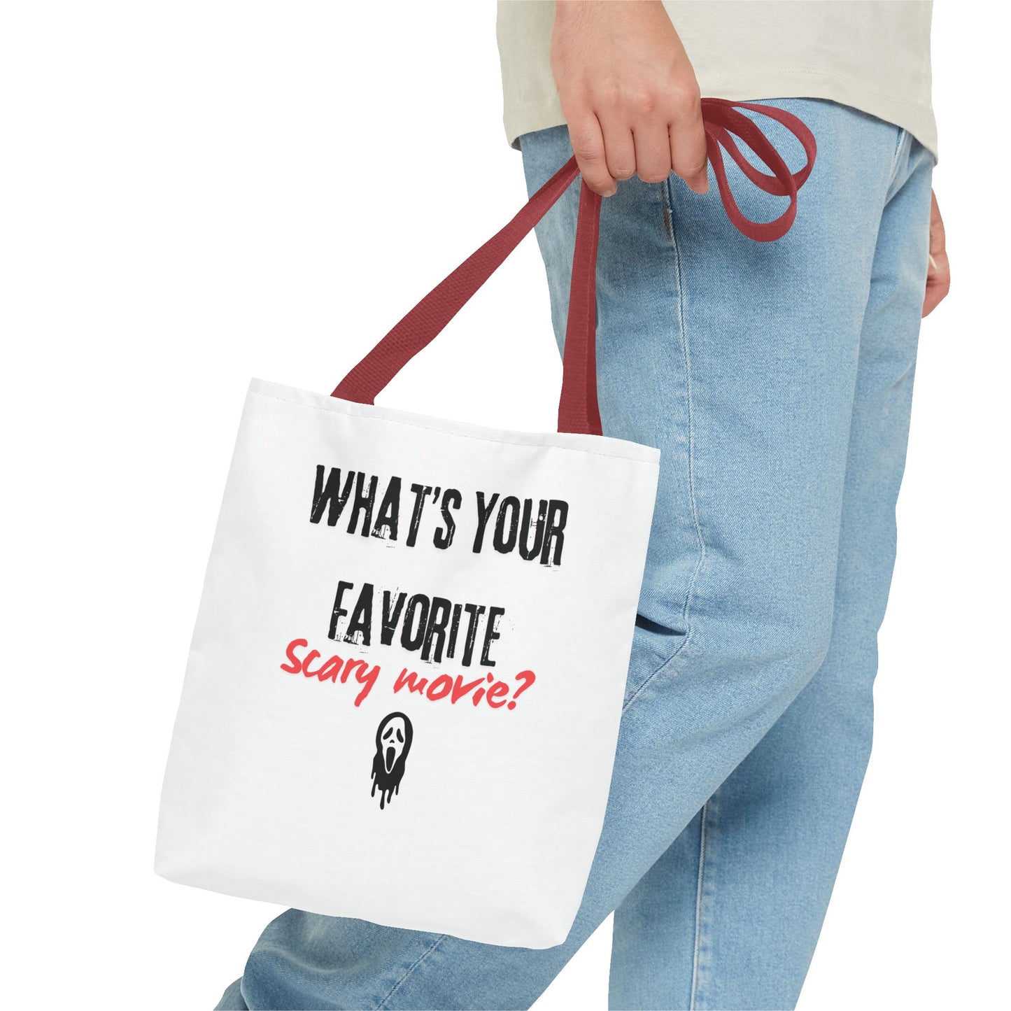 Spooky Movie Tote Bag, Halloween Gift, Scary Movie Lover Accessory, Reusable Shopping Bag, Funny Movie Question Bag