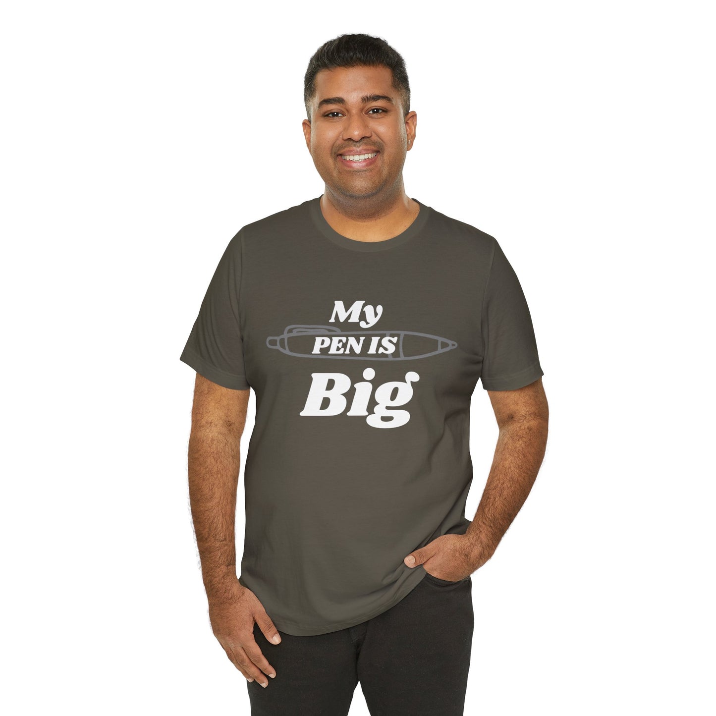 "My Pen IS Big" Illustration Unisex Tee, Cute Gift for Writers, Quirky Graphic Tee, Creative Clothing, Journal Lover's Apparel