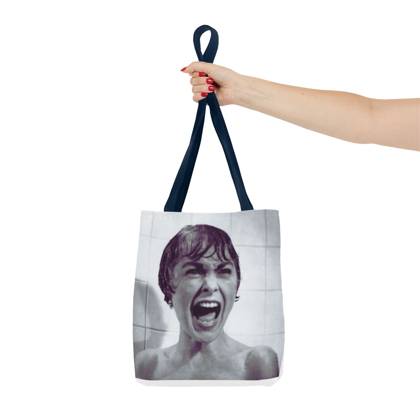 Psycho Inspired Tote Bag, Quirky Shopping Bag, Movie Lover Gift, Unique Art Tote, Statement Bag, AOP Design