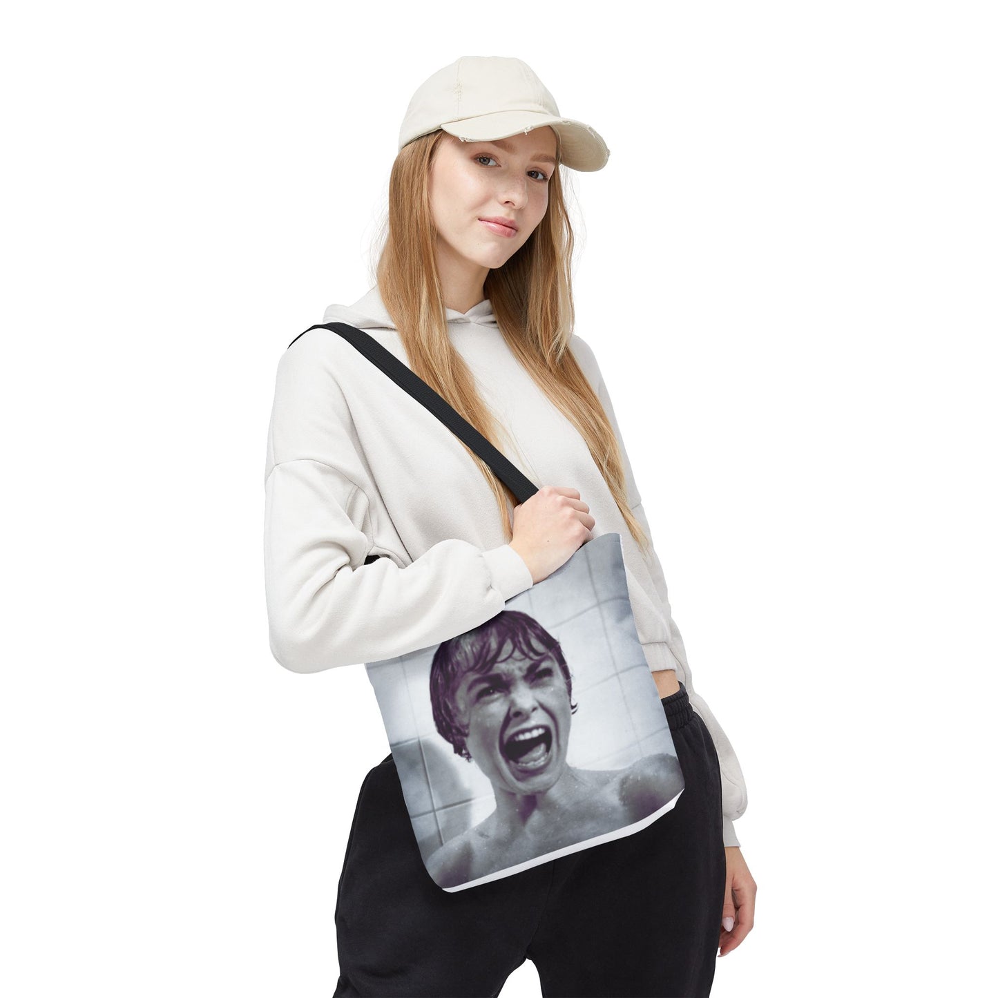 Psycho Inspired Tote Bag, Quirky Shopping Bag, Movie Lover Gift, Unique Art Tote, Statement Bag, AOP Design
