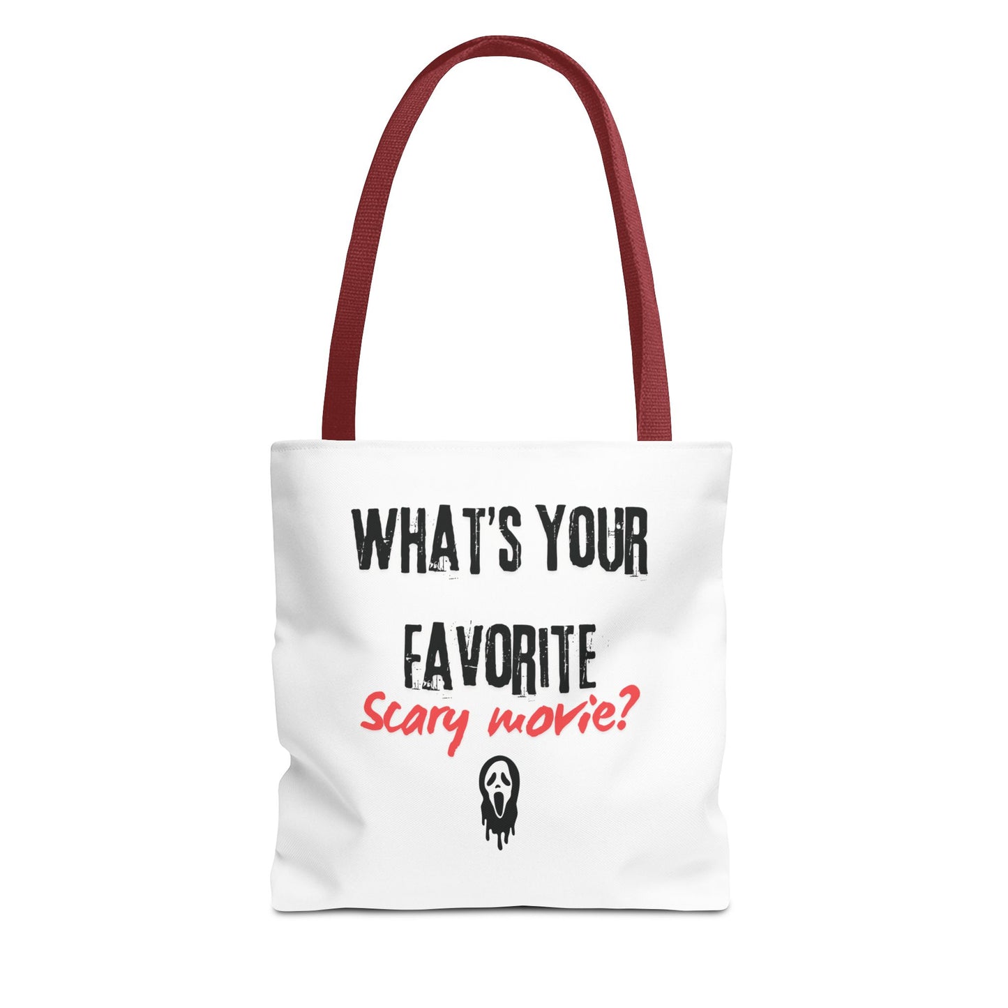 Spooky Movie Tote Bag, Halloween Gift, Scary Movie Lover Accessory, Reusable Shopping Bag, Funny Movie Question Bag