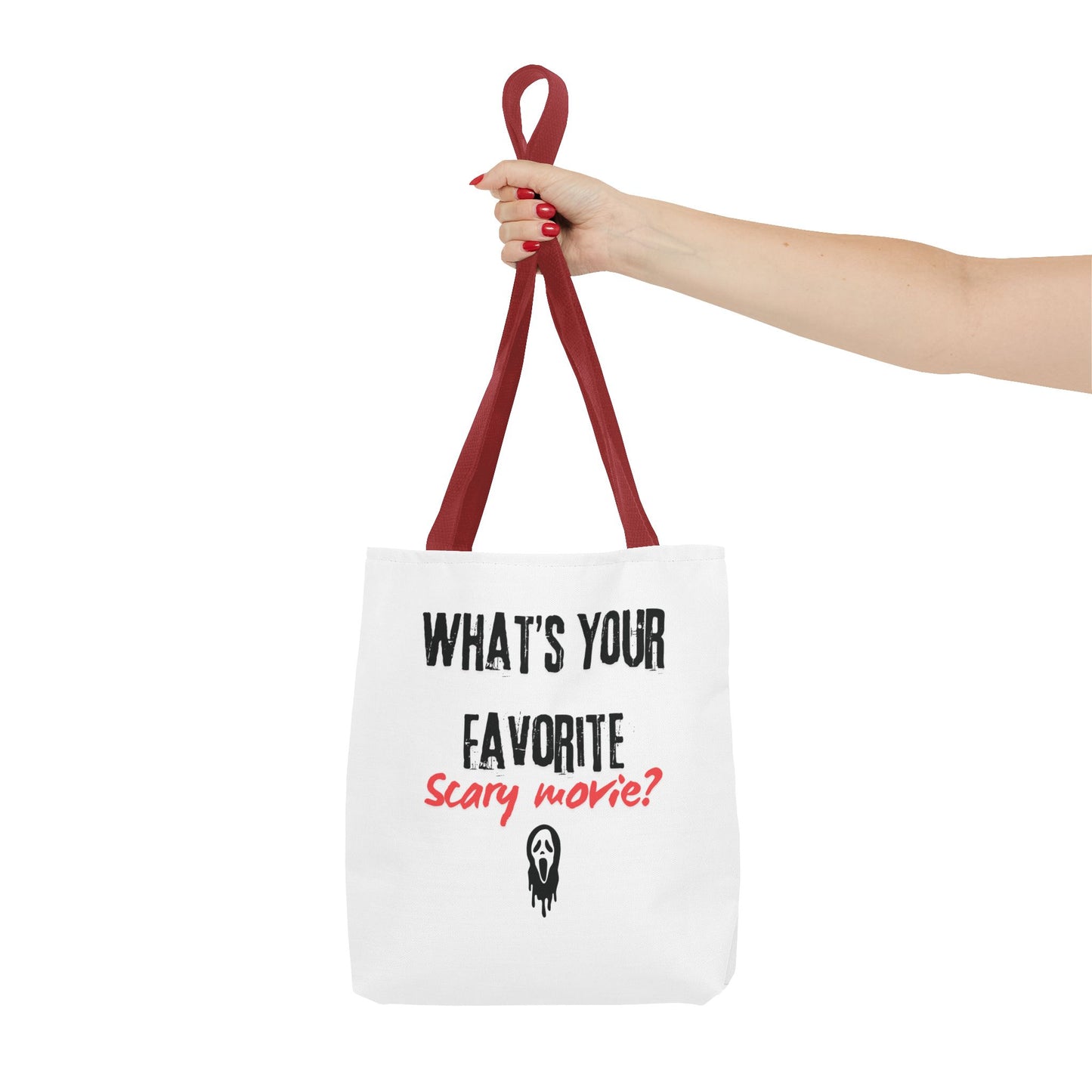 Spooky Movie Tote Bag, Halloween Gift, Scary Movie Lover Accessory, Reusable Shopping Bag, Funny Movie Question Bag