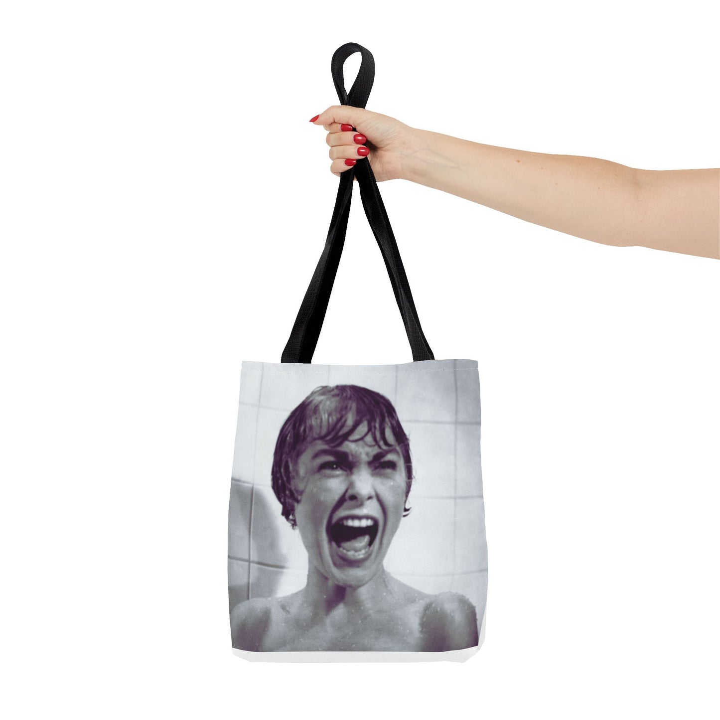 Psycho Inspired Tote Bag, Quirky Shopping Bag, Movie Lover Gift, Unique Art Tote, Statement Bag, AOP Design