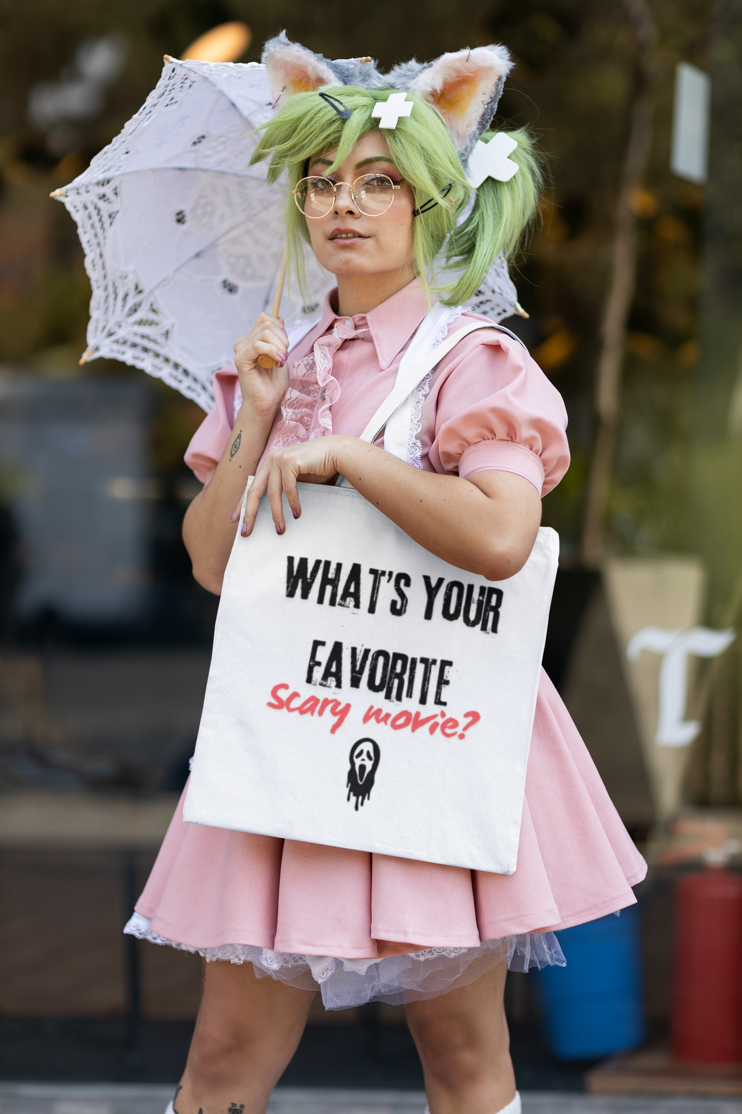 Spooky Movie Tote Bag, Halloween Gift, Scary Movie Lover Accessory, Reusable Shopping Bag, Funny Movie Question Bag