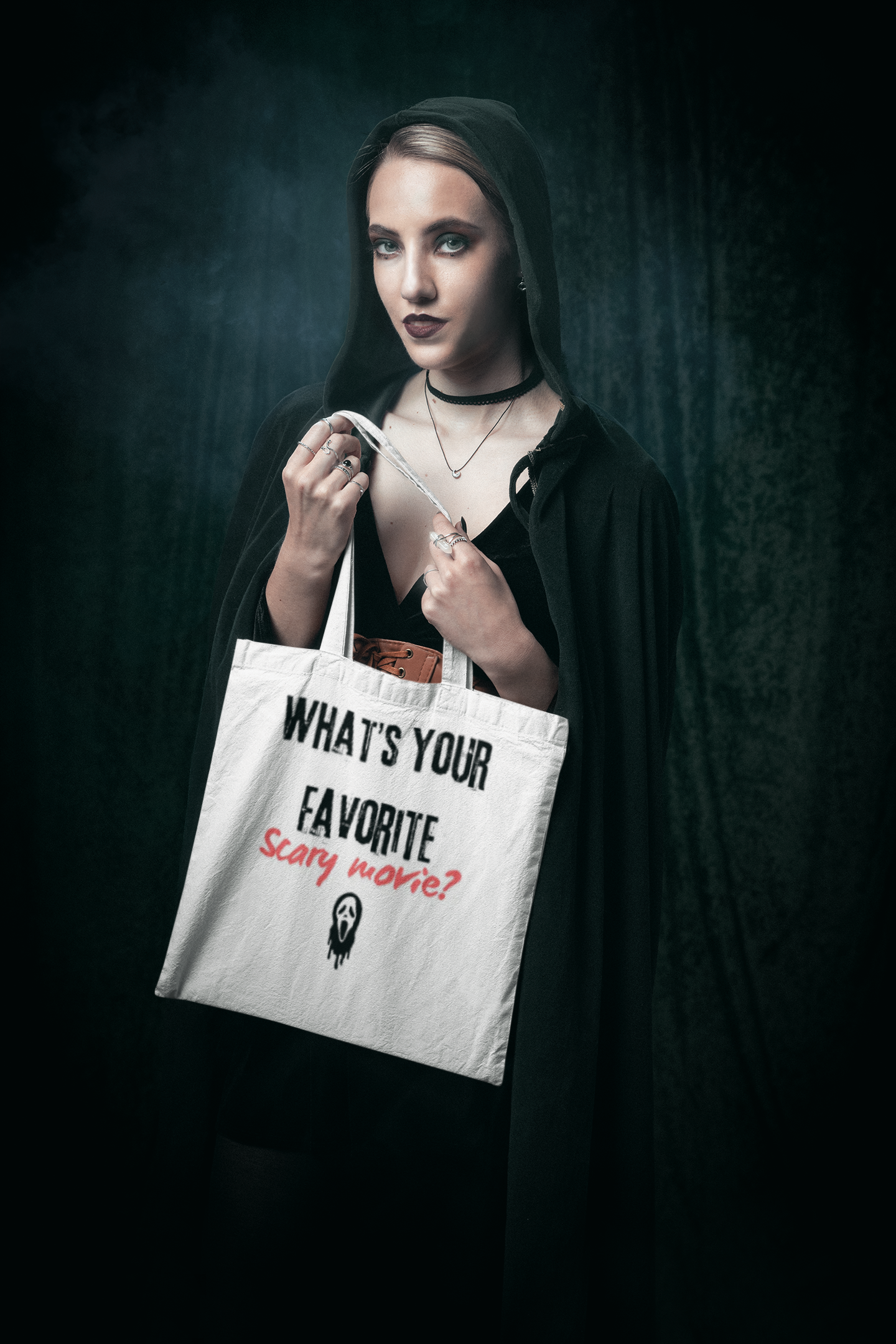 Spooky Movie Tote Bag, Halloween Gift, Scary Movie Lover Accessory, Reusable Shopping Bag, Funny Movie Question Bag