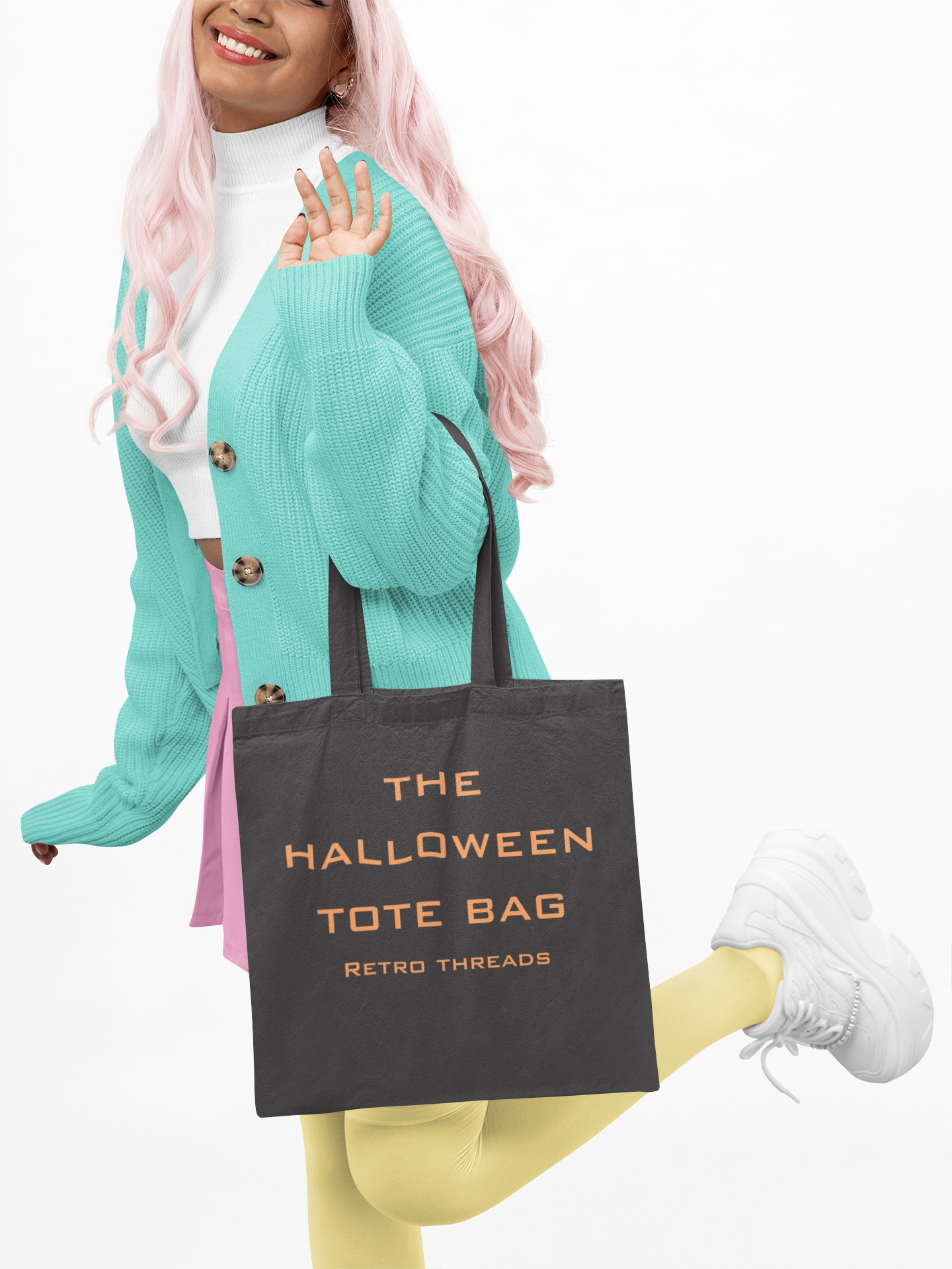 Halloween Cotton Canvas Tote Bag, Eco-Friendly Shopping Bag, Trick-or-Treat Tote, Seasonal Gift, Halloween Party Accessory