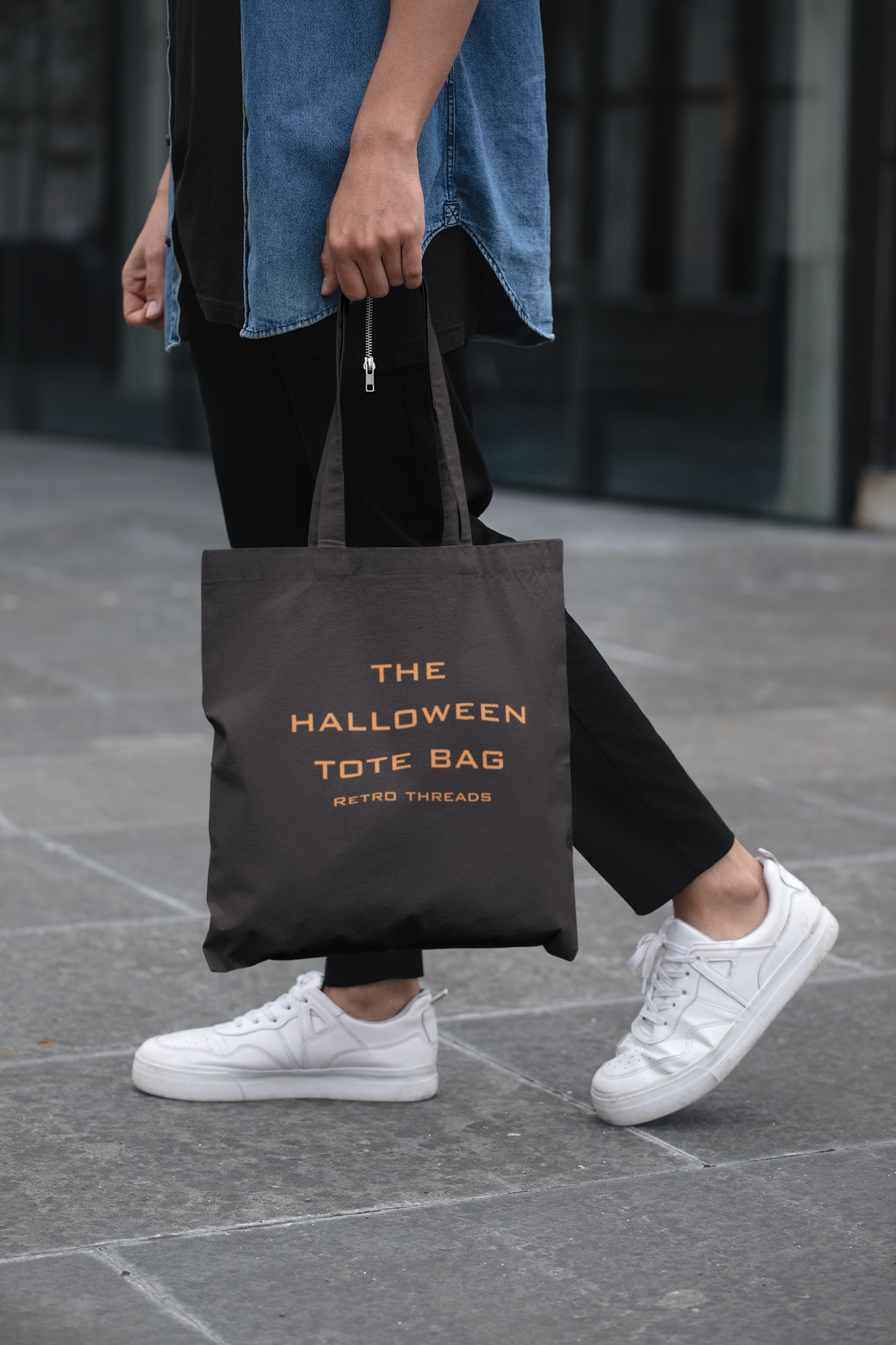 Halloween Cotton Canvas Tote Bag, Eco-Friendly Shopping Bag, Trick-or-Treat Tote, Seasonal Gift, Halloween Party Accessory