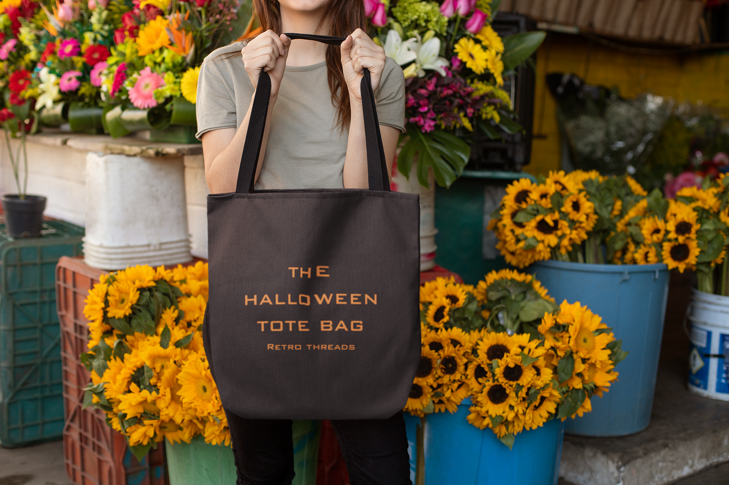 Halloween Cotton Canvas Tote Bag, Eco-Friendly Shopping Bag, Trick-or-Treat Tote, Seasonal Gift, Halloween Party Accessory