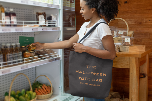 Halloween Cotton Canvas Tote Bag, Eco-Friendly Shopping Bag, Trick-or-Treat Tote, Seasonal Gift, Halloween Party Accessory