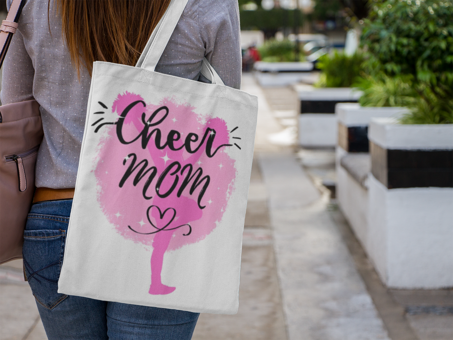 Cheer Mom Tote Bag, Cheerleading Gift, Athletic Tote, Stylish Mom Bag, Personalized Sporty Tote