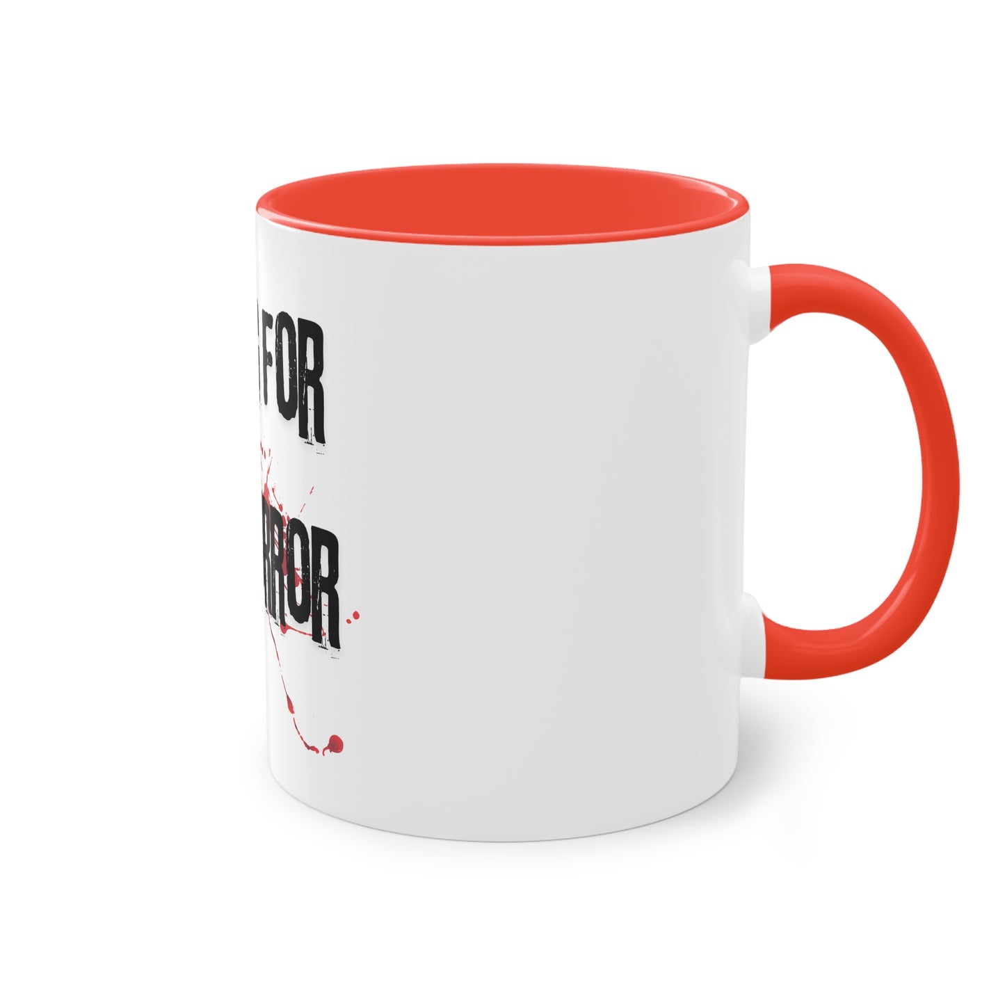 Horror-Themed Two-Tone Coffee Mug, Living for the Horror, Halloween Gift, Unique Coffee Cup, Horror Lover's Mug, Spooky Drinkware