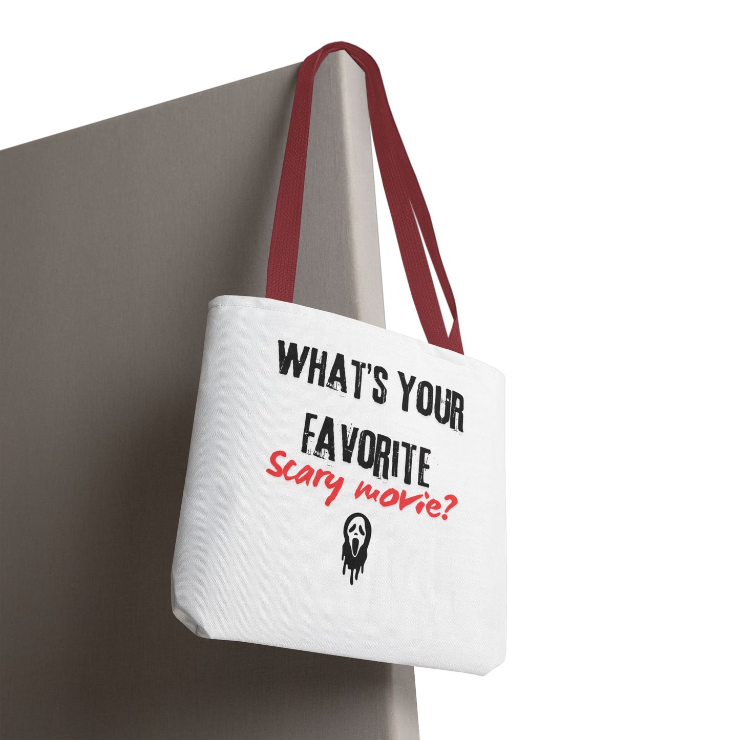 Spooky Movie Tote Bag, Halloween Gift, Scary Movie Lover Accessory, Reusable Shopping Bag, Funny Movie Question Bag