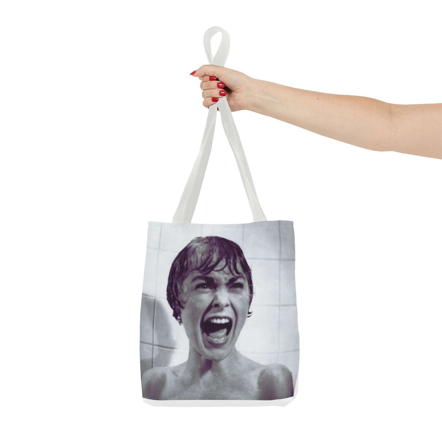Psycho Inspired Tote Bag, Quirky Shopping Bag, Movie Lover Gift, Unique Art Tote, Statement Bag, AOP Design