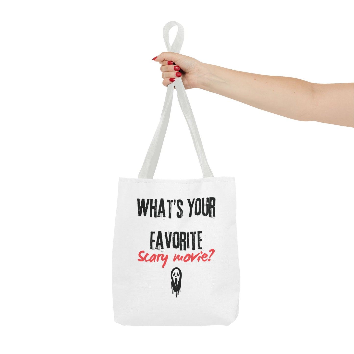 Spooky Movie Tote Bag, Halloween Gift, Scary Movie Lover Accessory, Reusable Shopping Bag, Funny Movie Question Bag