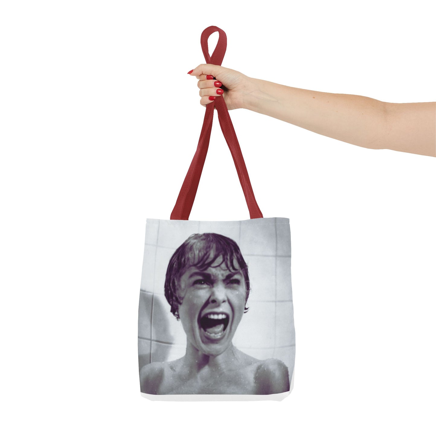 Psycho Inspired Tote Bag, Quirky Shopping Bag, Movie Lover Gift, Unique Art Tote, Statement Bag, AOP Design