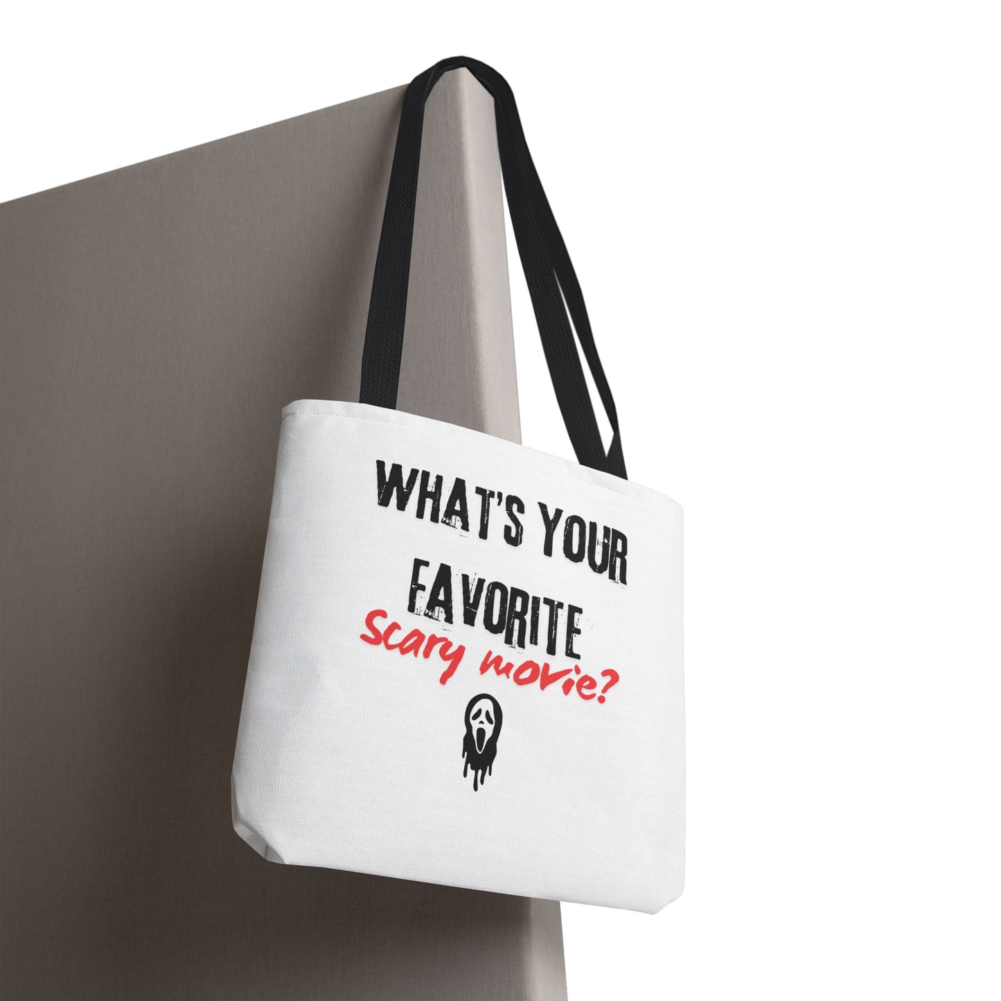 Spooky Movie Tote Bag, Halloween Gift, Scary Movie Lover Accessory, Reusable Shopping Bag, Funny Movie Question Bag