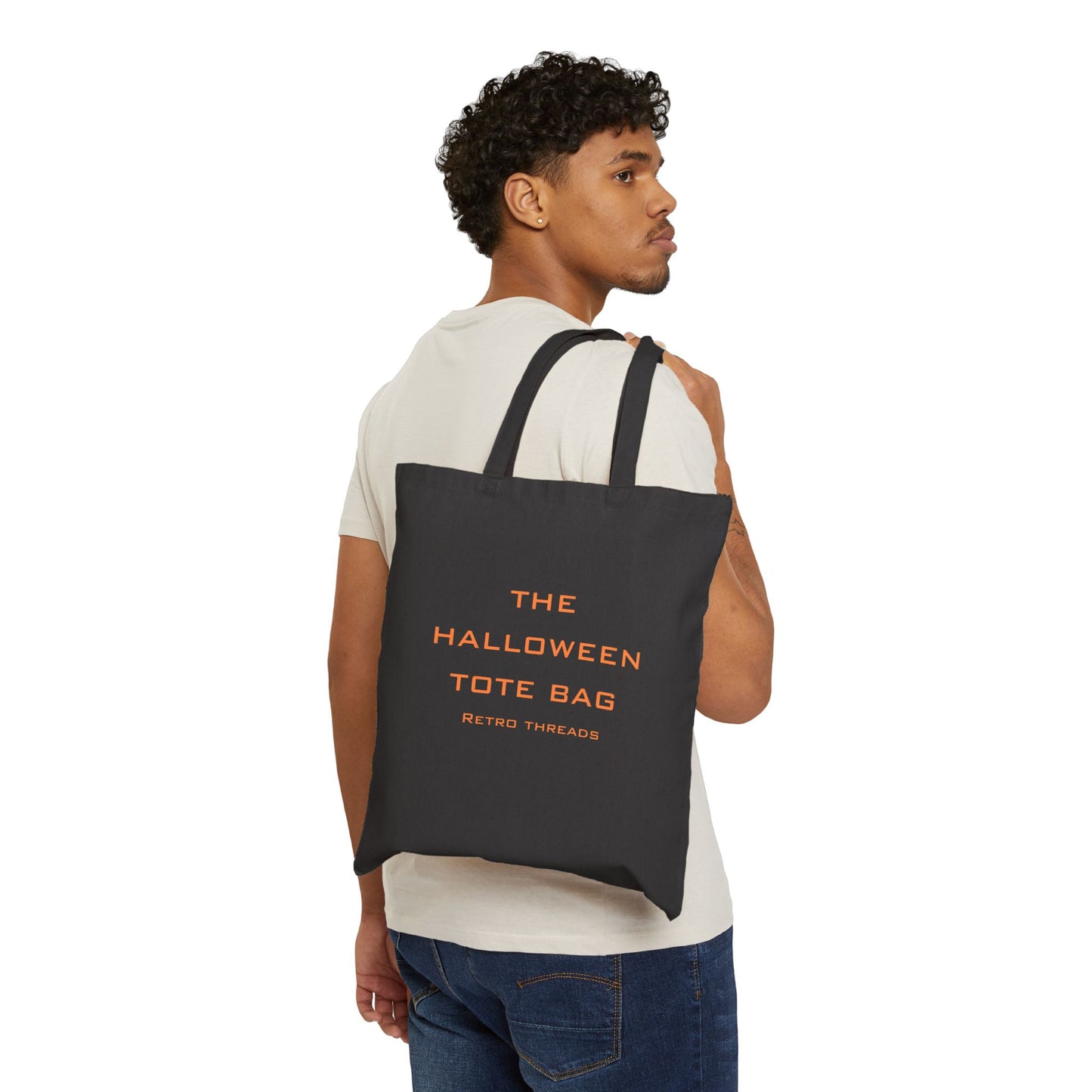 Halloween Cotton Canvas Tote Bag, Eco-Friendly Shopping Bag, Trick-or-Treat Tote, Seasonal Gift, Halloween Party Accessory