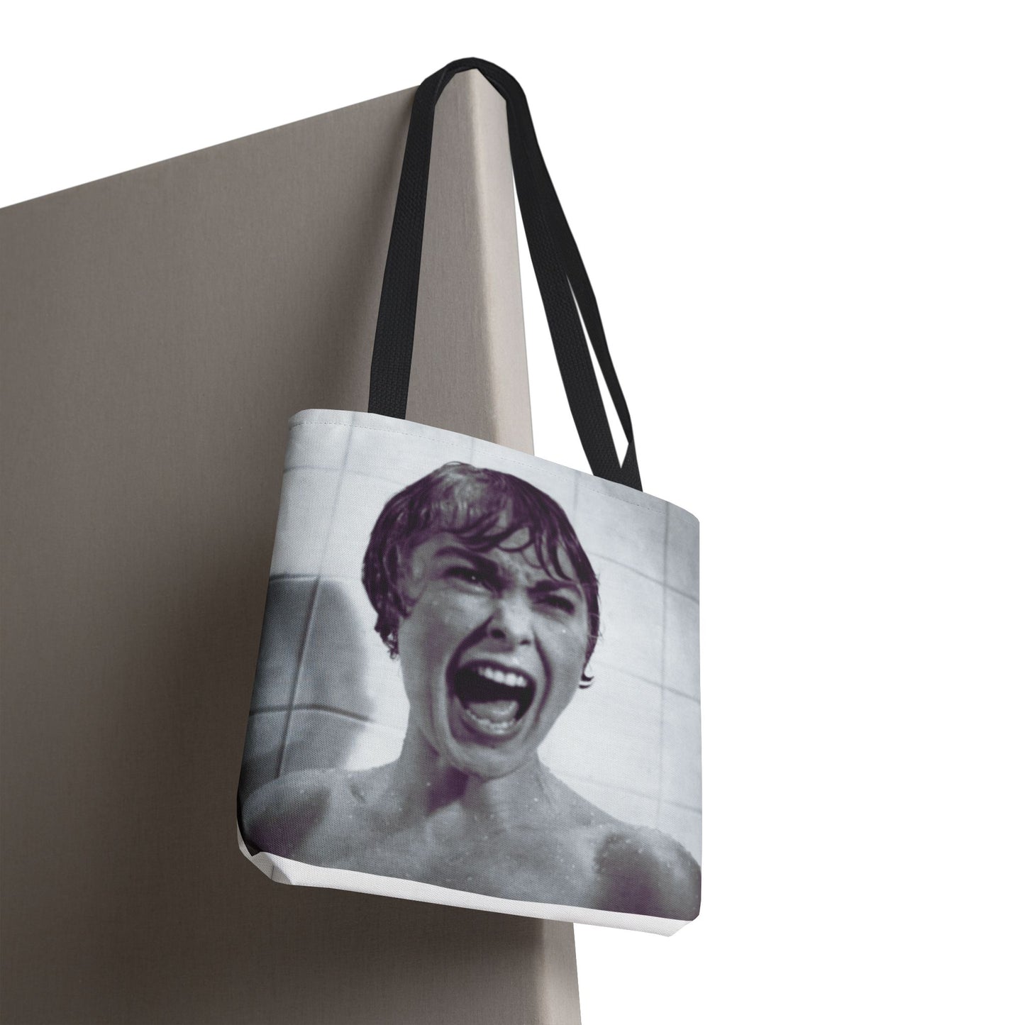 Psycho Inspired Tote Bag, Quirky Shopping Bag, Movie Lover Gift, Unique Art Tote, Statement Bag, AOP Design