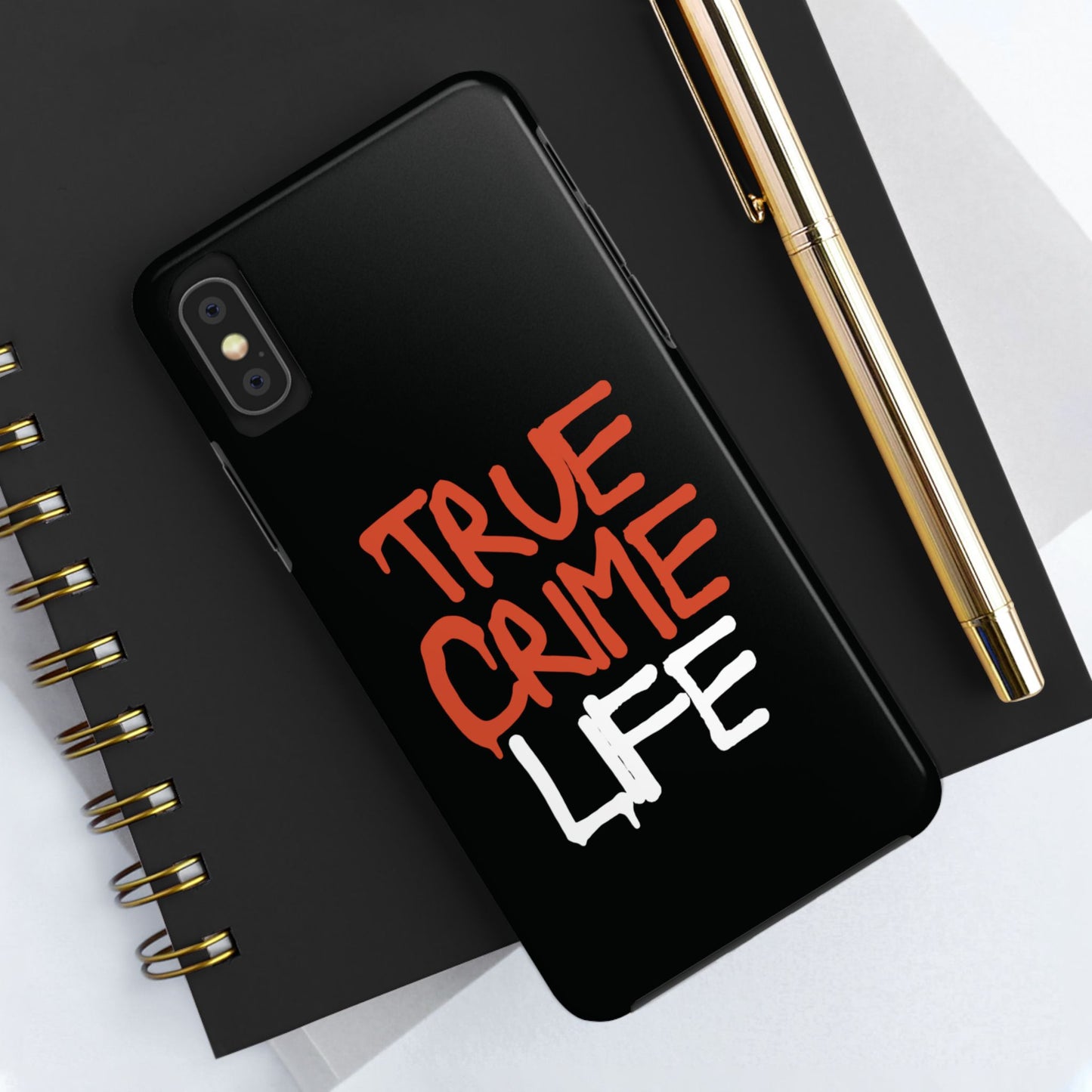 True Crime Tough Phone Cases, Durable Cases for Crime Lovers, Gift for True Crime Fans, Black Phone Accessories, Crime Theme Tech Gear
