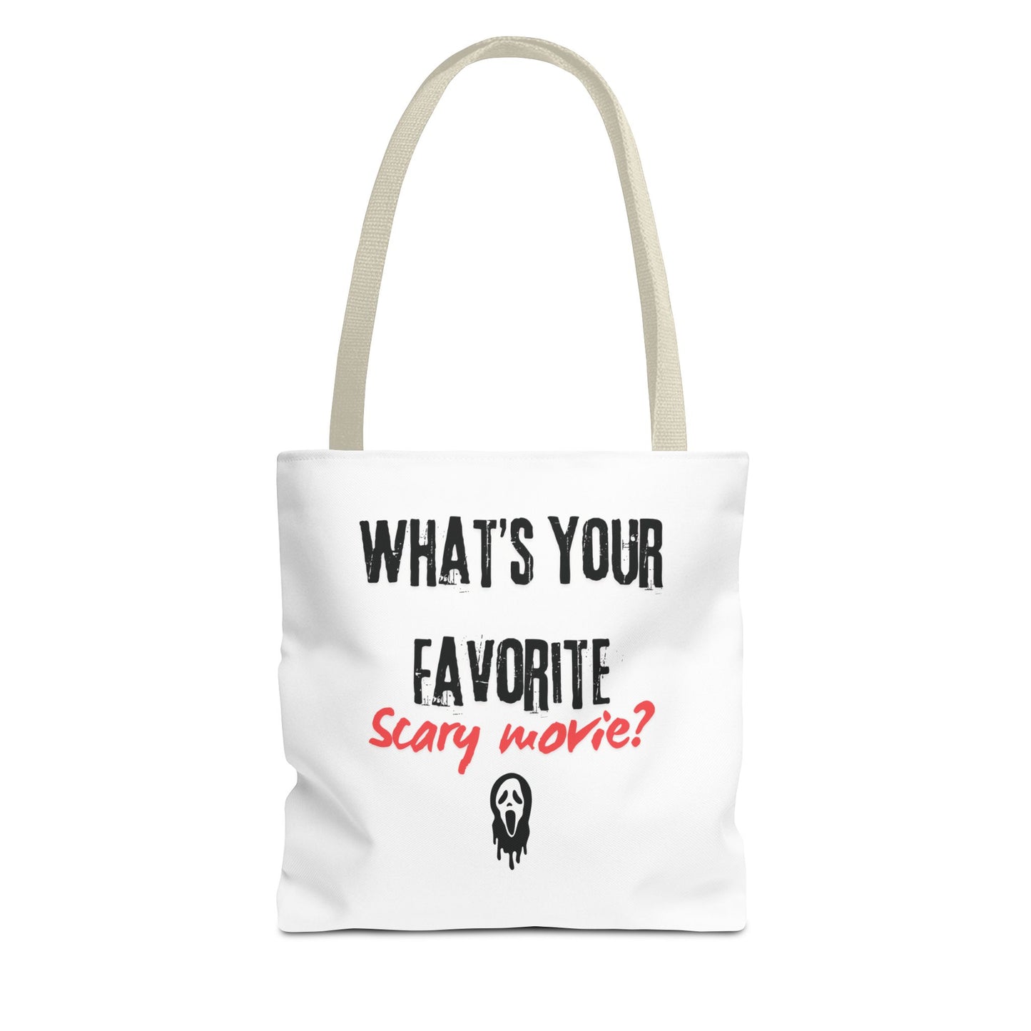 Spooky Movie Tote Bag, Halloween Gift, Scary Movie Lover Accessory, Reusable Shopping Bag, Funny Movie Question Bag