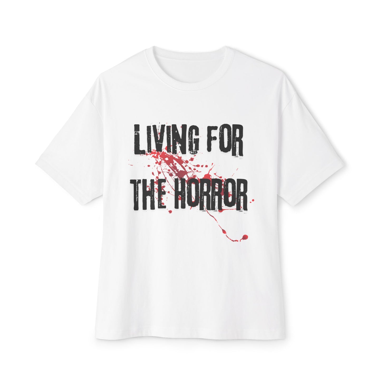 Horror Vibes Tee - Living for the Horror, Unisex Boxy T-Shirt, Graphic Tee, Horror Movie Fan Gift, Casual Wear, Halloween Apparel