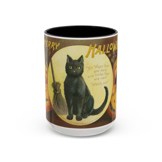 Halloween Cat Coffee Mug | Vintage Halloween Decor, Black Cat Gift, Pumpkin Mug, Spooky Drinkware, Fall Party Coffee Cup
