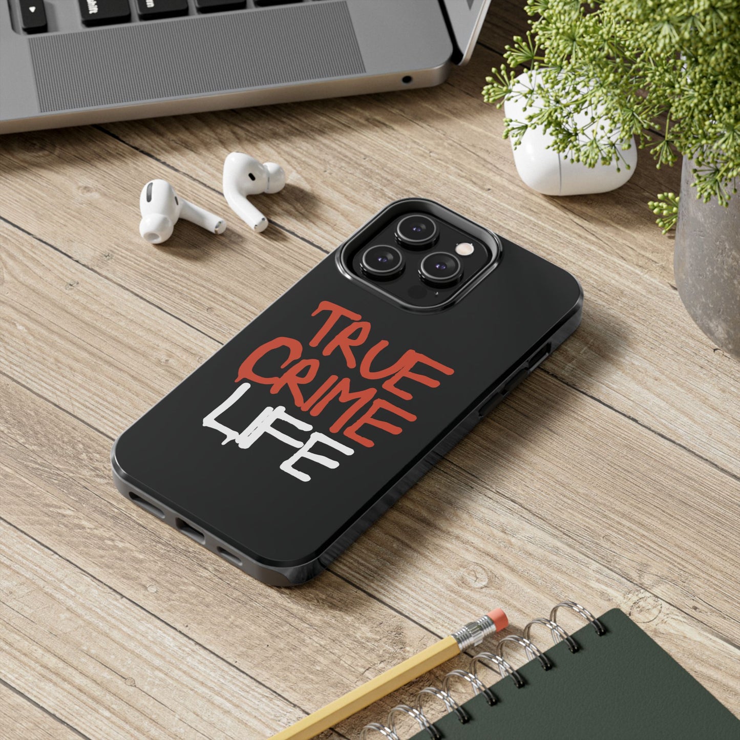 True Crime Tough Phone Cases, Durable Cases for Crime Lovers, Gift for True Crime Fans, Black Phone Accessories, Crime Theme Tech Gear