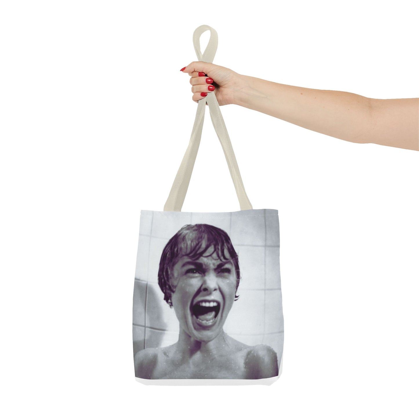 Psycho Inspired Tote Bag, Quirky Shopping Bag, Movie Lover Gift, Unique Art Tote, Statement Bag, AOP Design