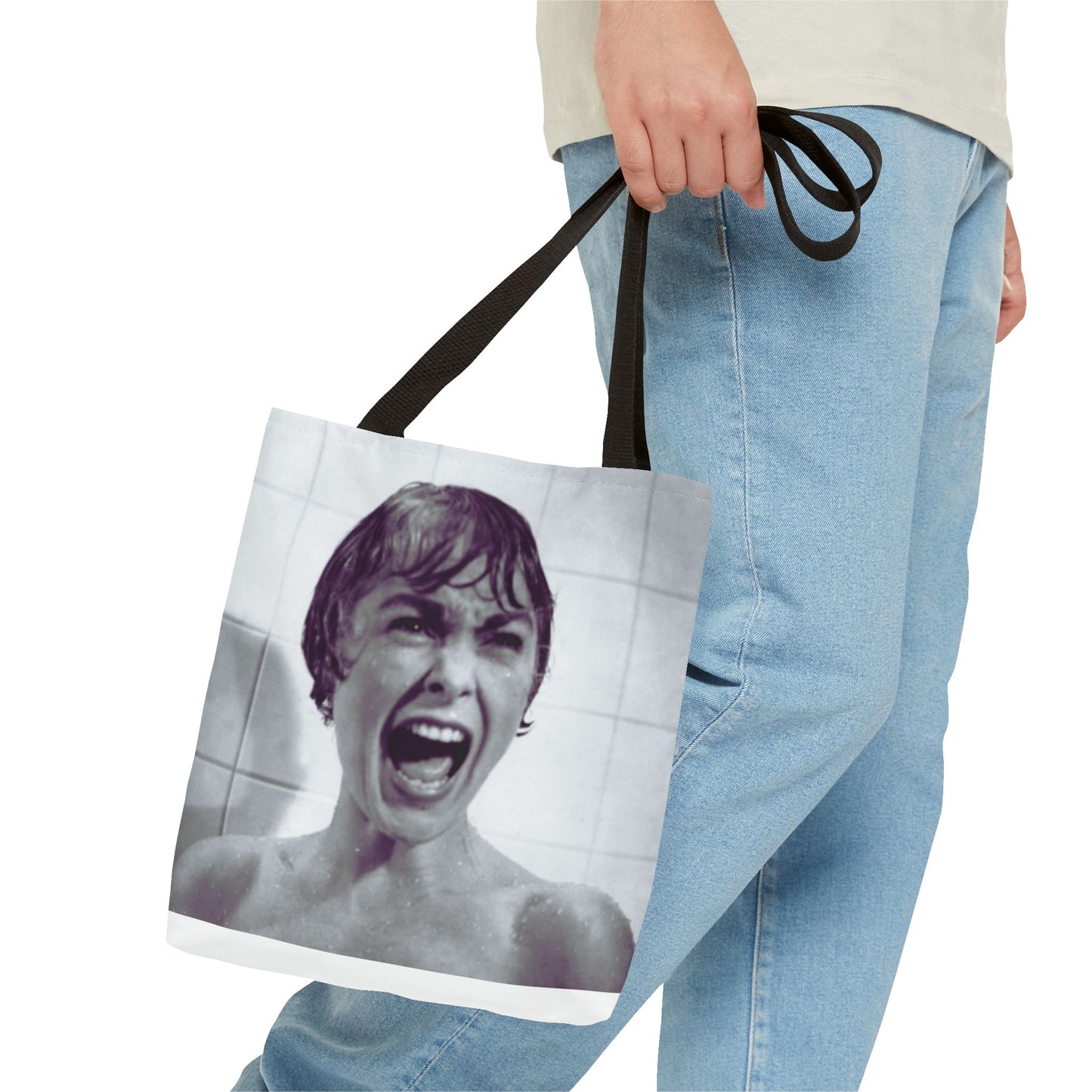 Psycho Inspired Tote Bag, Quirky Shopping Bag, Movie Lover Gift, Unique Art Tote, Statement Bag, AOP Design