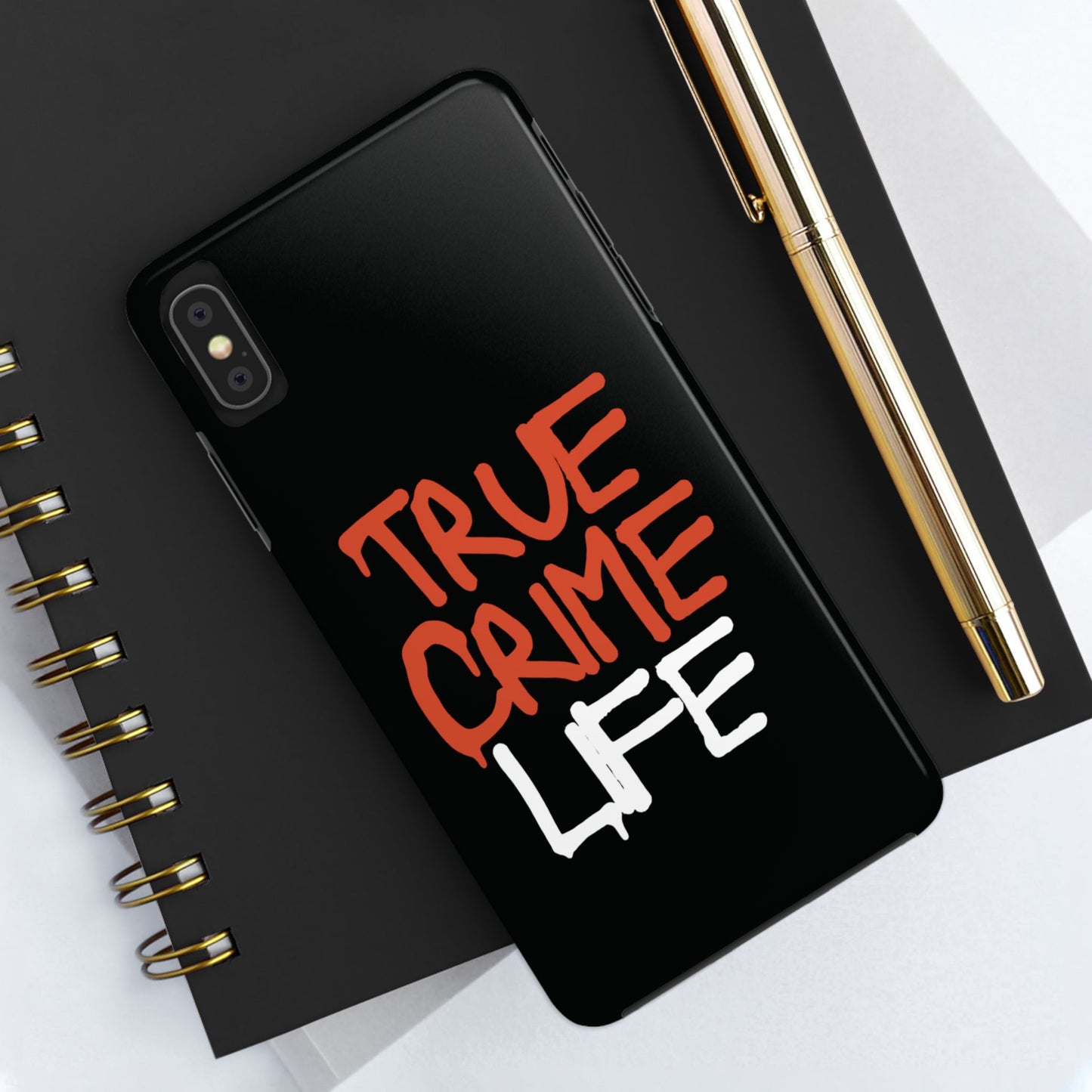 True Crime Tough Phone Cases, Durable Cases for Crime Lovers, Gift for True Crime Fans, Black Phone Accessories, Crime Theme Tech Gear