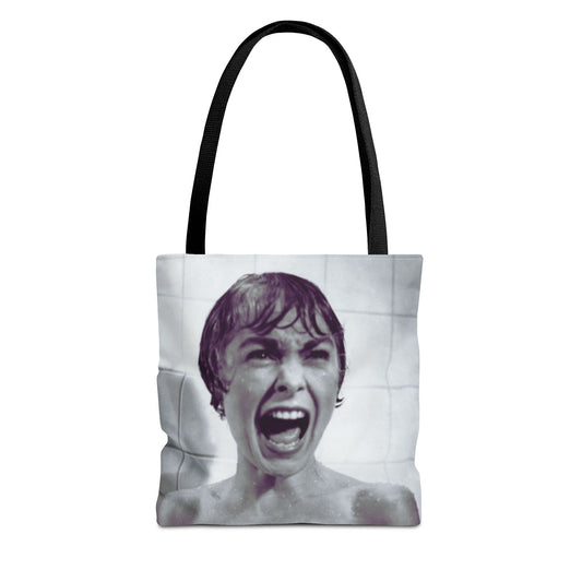Psycho Inspired Tote Bag, Quirky Shopping Bag, Movie Lover Gift, Unique Art Tote, Statement Bag, AOP Design