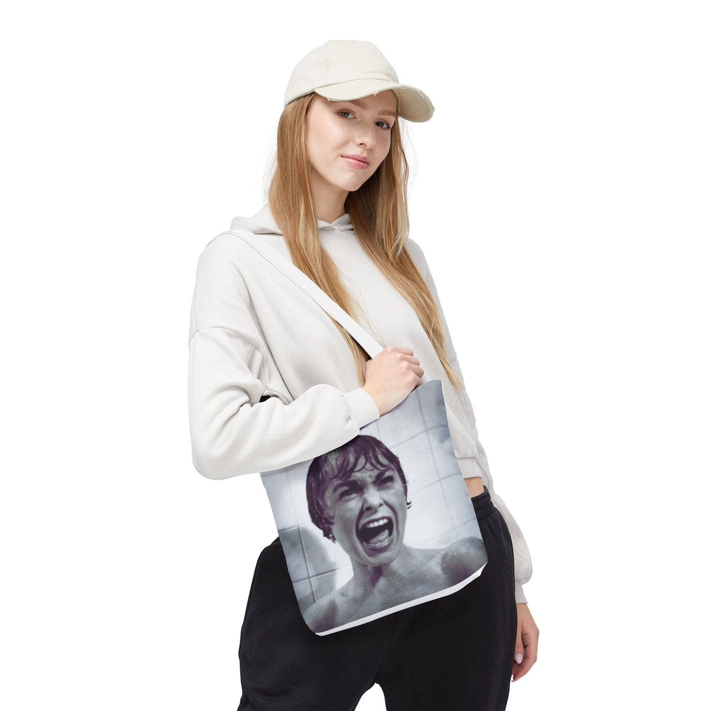 Psycho Inspired Tote Bag, Quirky Shopping Bag, Movie Lover Gift, Unique Art Tote, Statement Bag, AOP Design