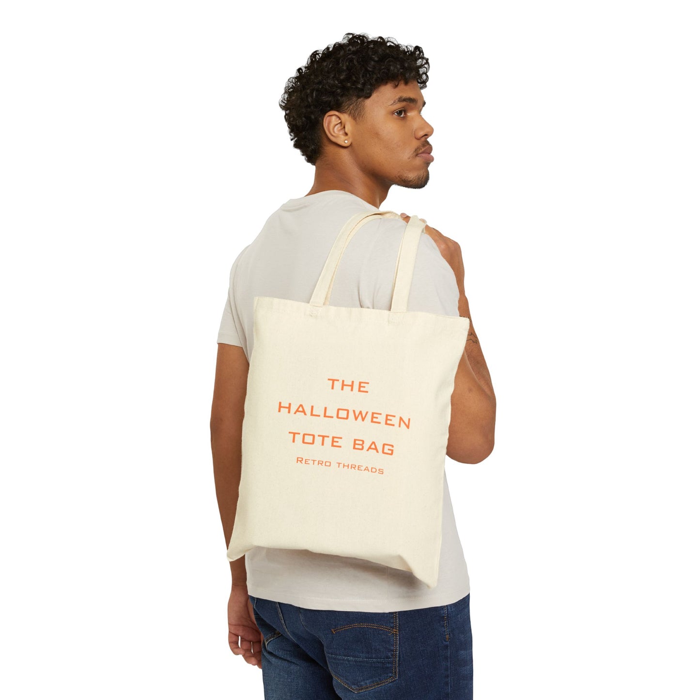Halloween Cotton Canvas Tote Bag, Eco-Friendly Shopping Bag, Trick-or-Treat Tote, Seasonal Gift, Halloween Party Accessory