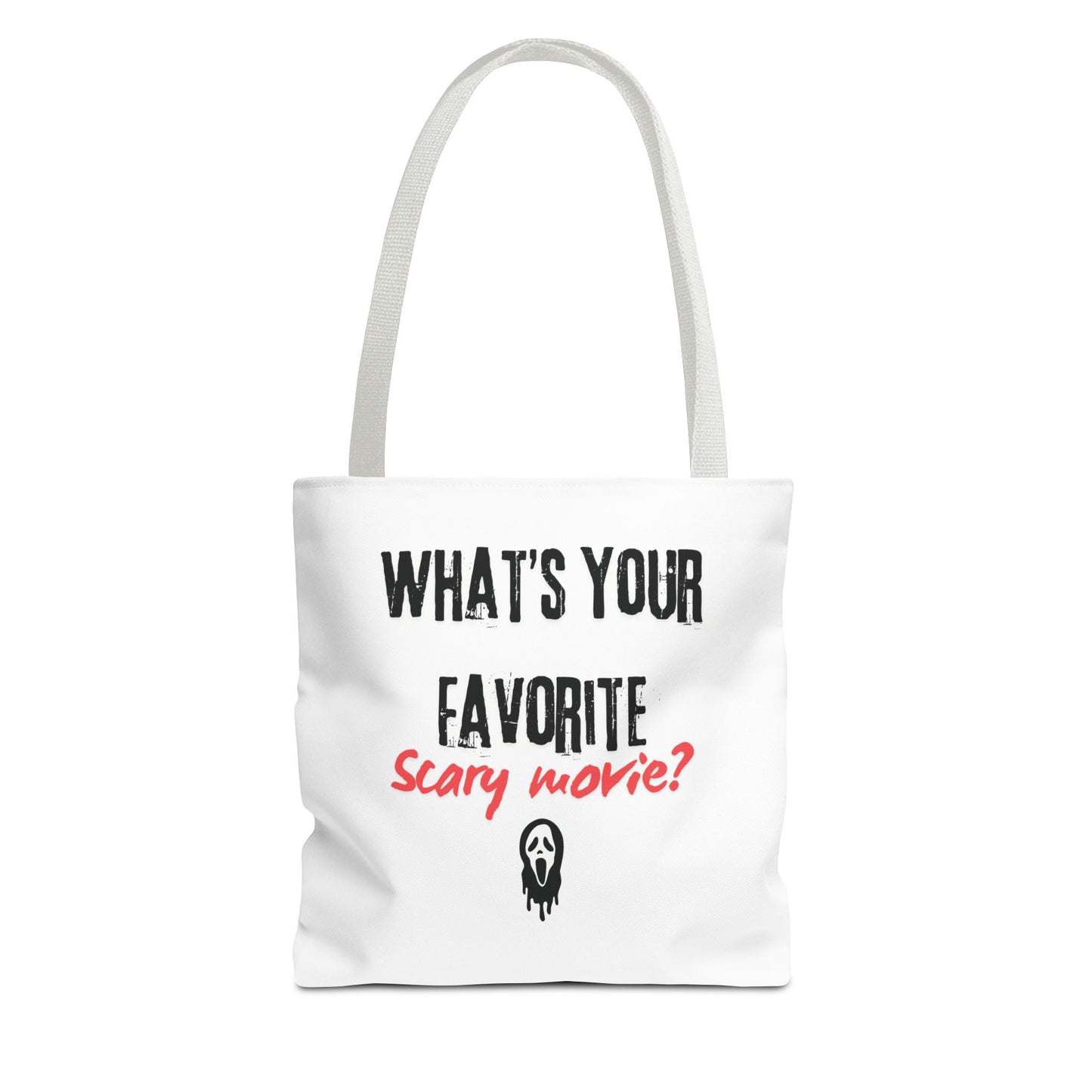 Spooky Movie Tote Bag, Halloween Gift, Scary Movie Lover Accessory, Reusable Shopping Bag, Funny Movie Question Bag