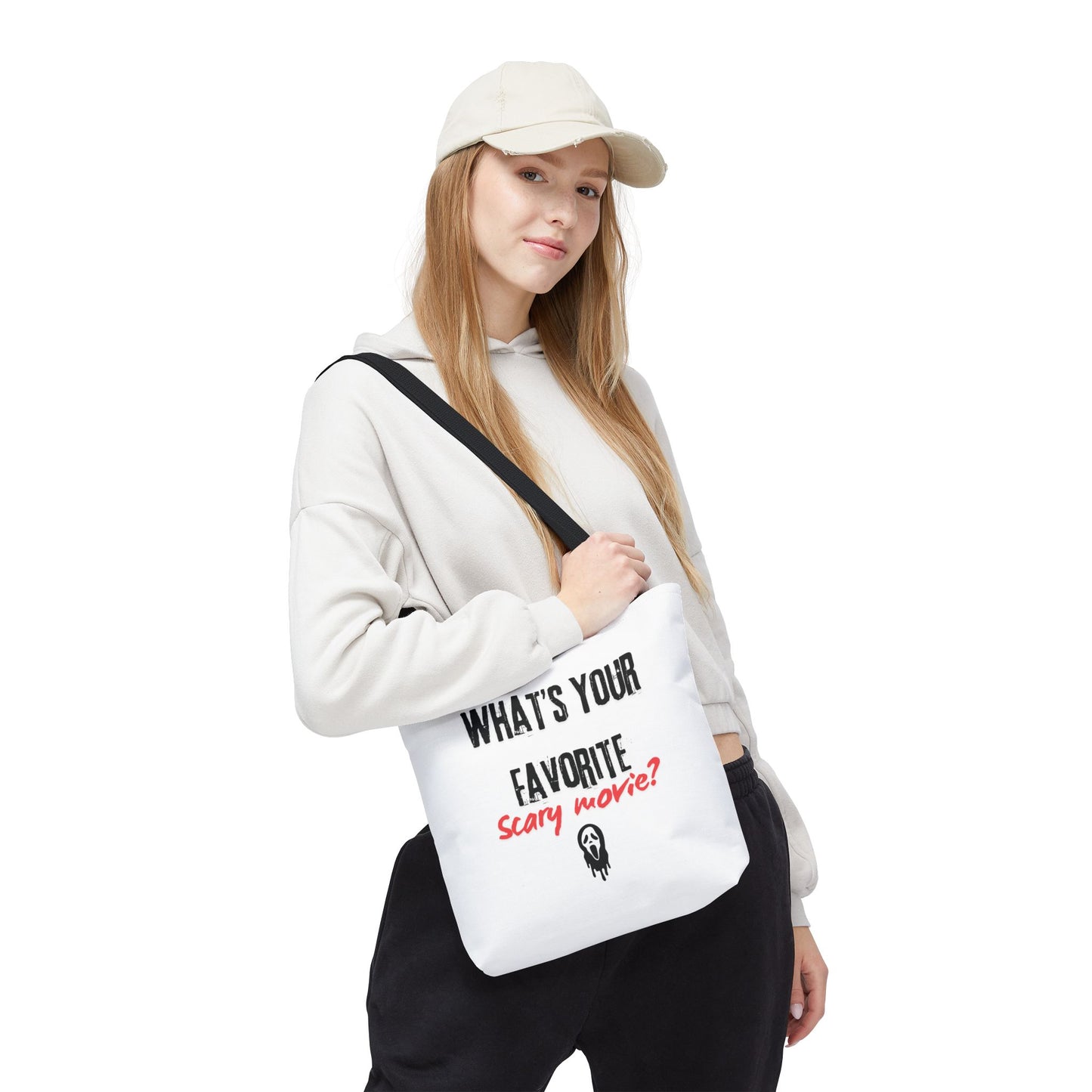 Spooky Movie Tote Bag, Halloween Gift, Scary Movie Lover Accessory, Reusable Shopping Bag, Funny Movie Question Bag